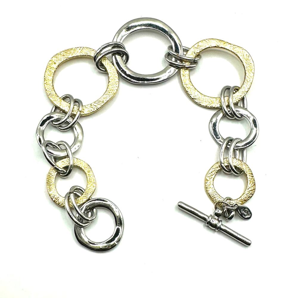 Premier Designs Gold Silver Two tone Metal Interlocking Round Rings Bracelet
